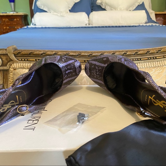 YSL Saint Laurent Tribtoo snakeskin Slingback Boa Exotico FCTUTU Pumps Purple 39 - Picture 12 of 16